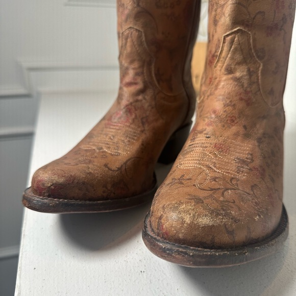 Shyanne Floral Western Cowboy Boots Women’s 10M Leather Cowgirl Boho Festival - Picture 4 of 9